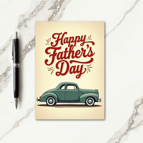 Vintage Car Fathers Day Auto Card