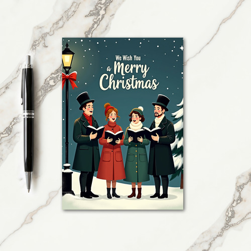 Vintage Carolers Song Card