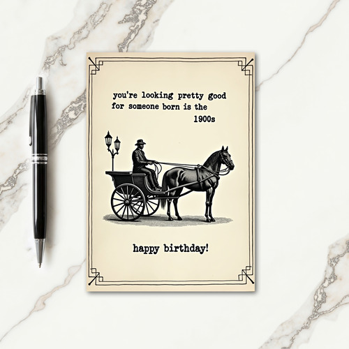 Vintage Carriage Birthday Card