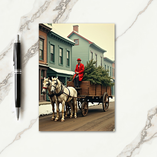 Vintage Cart Christmas Card thumbnail