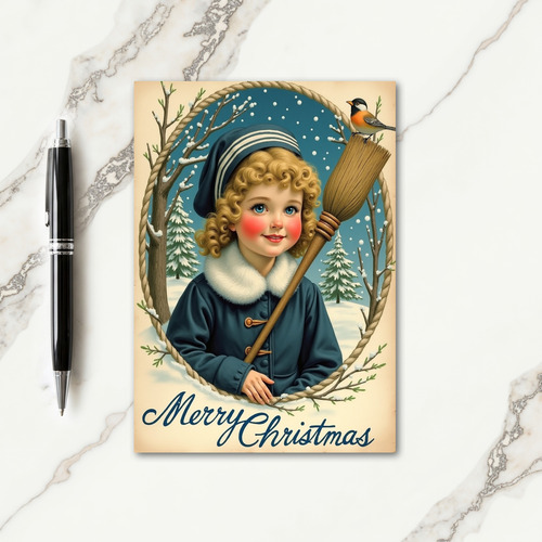 Vintage Child Christmas Card