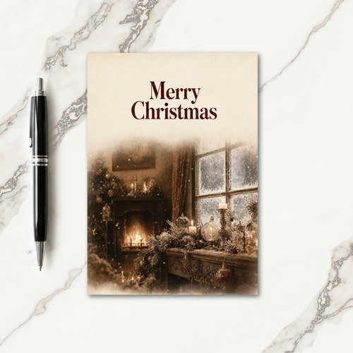 Vintage Christmas Photo Card Templates Card
