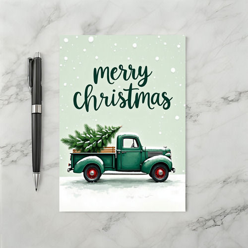 Vintage Christmas Tree Truck Card
