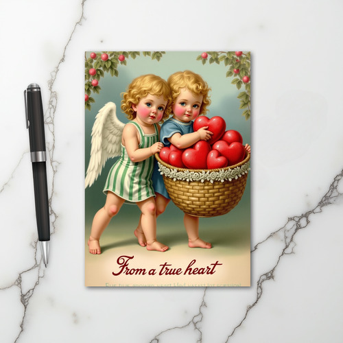Vintage Cupid Hearts Card