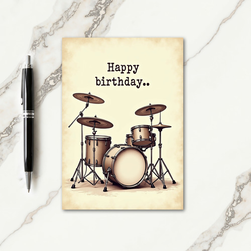Vintage Drum Kit Birthday Card