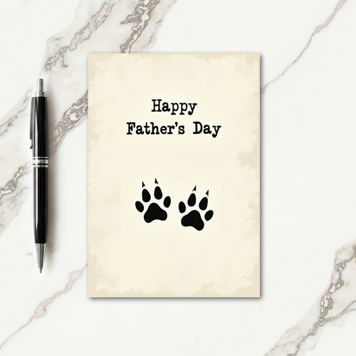 Vintage Fathers Day Paw Print Card