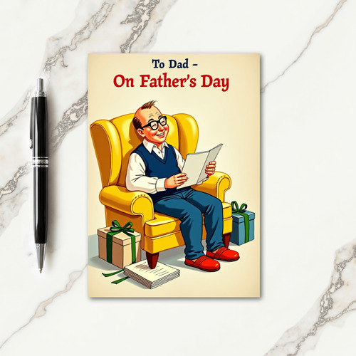Vintage Fathers Day Reading Card
