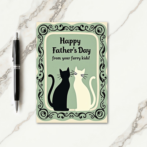 Vintage Furry Kids Fathers Day Card