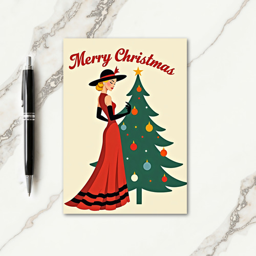 Vintage Lady Christmas Card