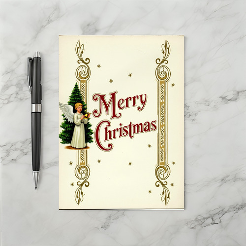 Vintage Merry Christmas Angel Card