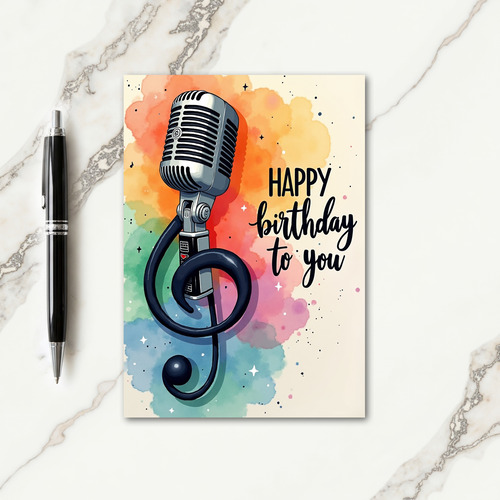 Vintage Mic Birthday Card