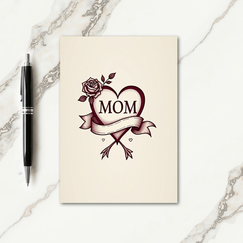 Vintage Mom Tattoo Heart Card