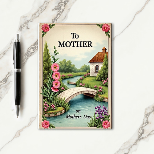 Vintage Mother Floral Scene Card