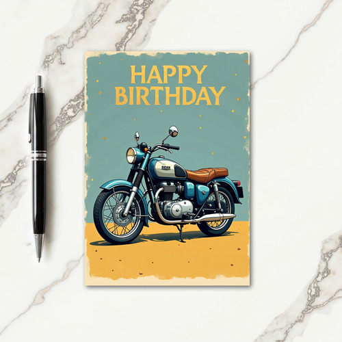 Vintage Motorcycle Birthday Card