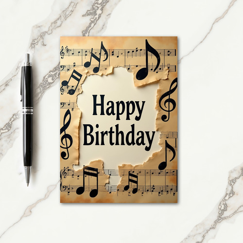 Vintage Music Birthday Card