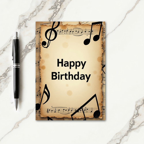 Vintage Music Score Birthday Card
