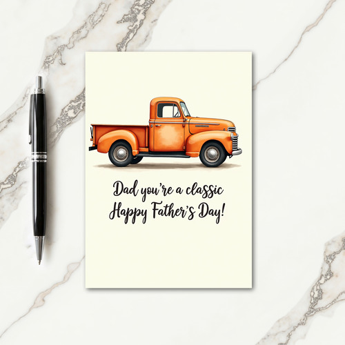 Vintage Orange Truck Dad Card