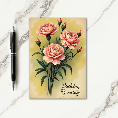 Vintage Pink Birthday Card
