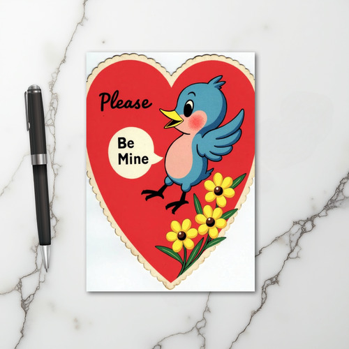 Vintage Please Be Mine Bird Card