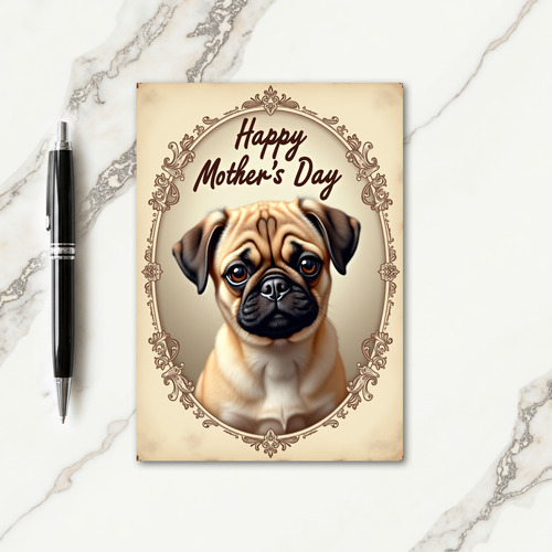 Vintage Puppy Mothers Day Card