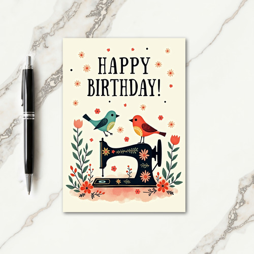 Vintage Sewing Bird Card