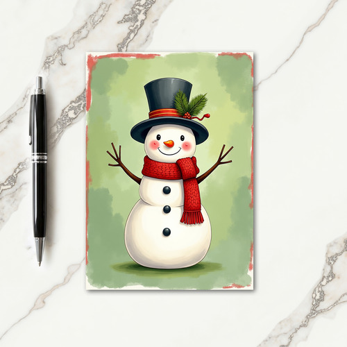 Vintage Snowman Christmas Card