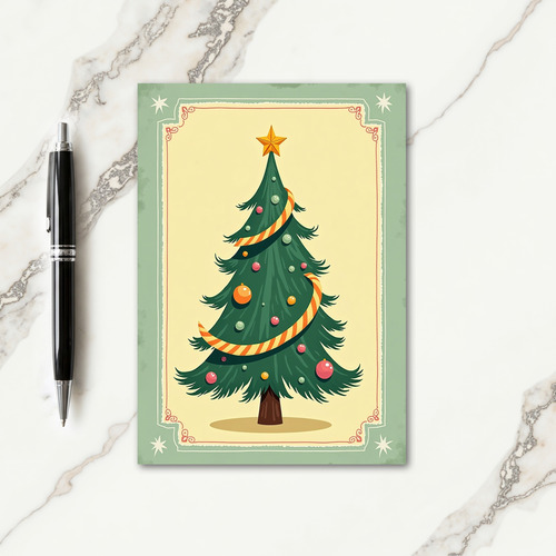 Vintage Star Tree Holiday Card