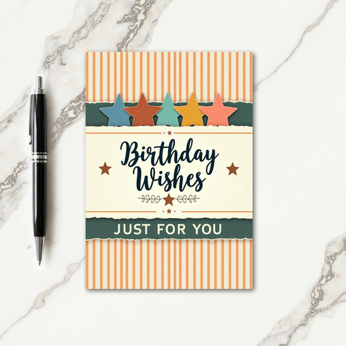 Vintage Striped Birthday Card