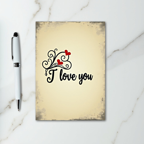 Vintage Swirl Hearts I Love You Card