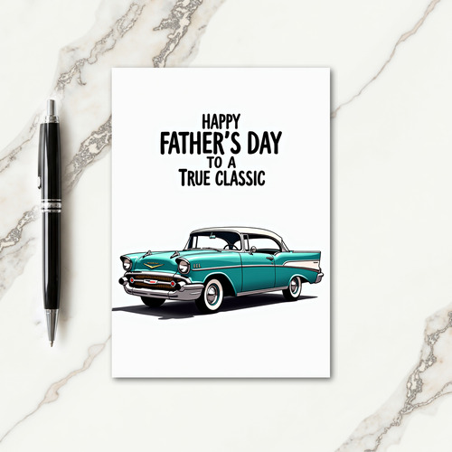 Vintage Teal Fathers Day Card