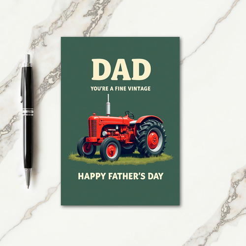 Vintage Tractor Dad Card