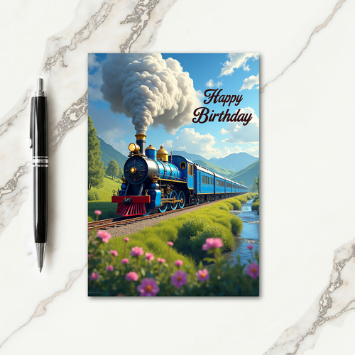 Vintage Train Birthday Card
