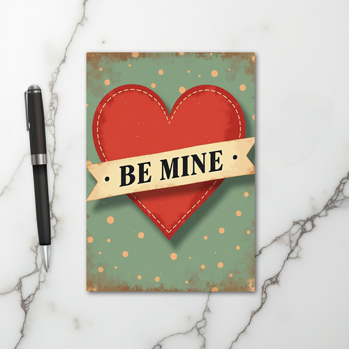 Vintage Valentine Be Mine Heart Card
