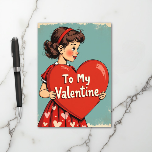 Vintage Valentine Love Heart Card