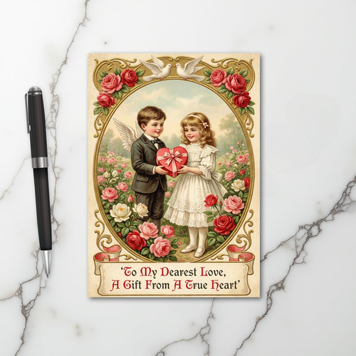 Vintage Valentines Angel Love Card