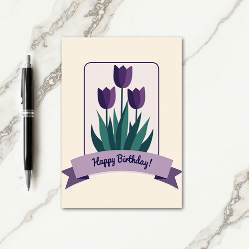Violet Blossom Birthday Card