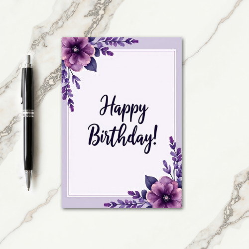 Violet Botanical Birthday Card