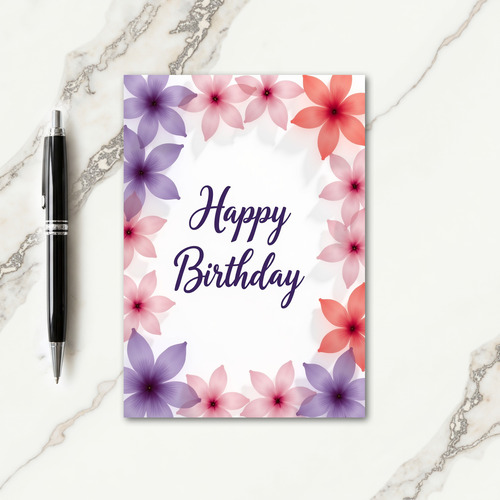 Violet Calligraphy Birthday Card