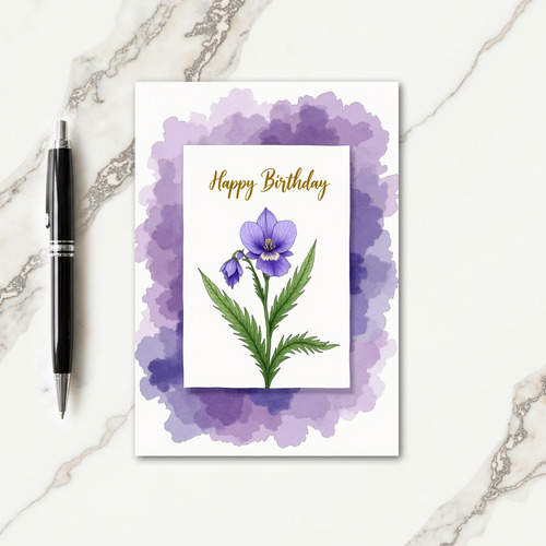 Violet Floral Birthday Card