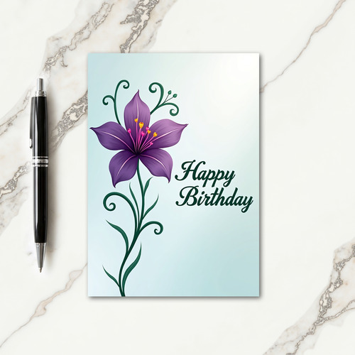 Violet Flower Birthday Card