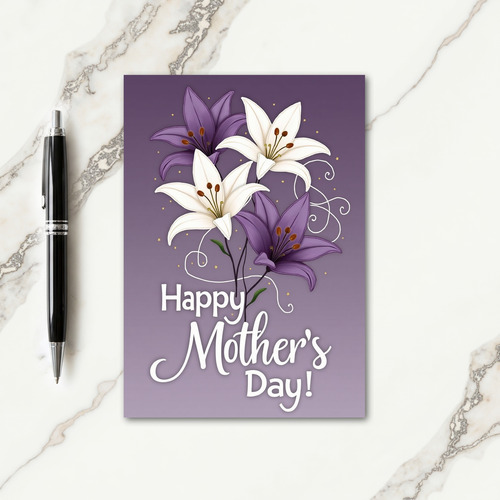 Violet Lilies Mothers Day Card