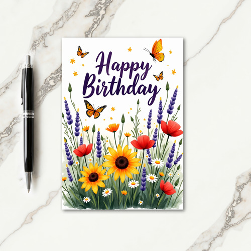 Violet Script Birthday Card
