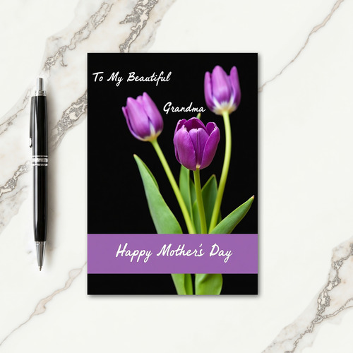 Violet Tulips Grandmas Day Card