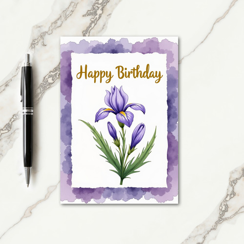 Violet Watercolor Birthday Card