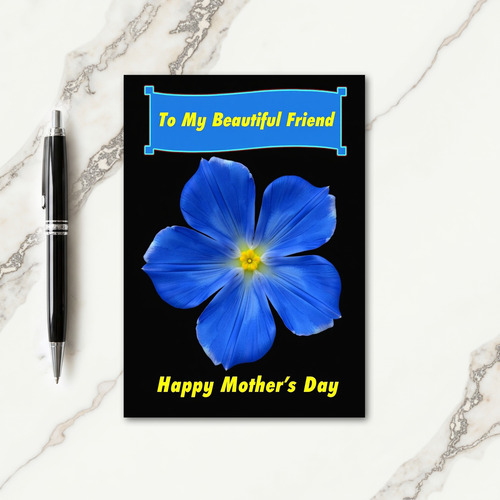 Vivid Blue Blossom Mothers Card