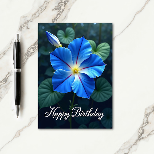 Vivid Blue Flower Birthday Card
