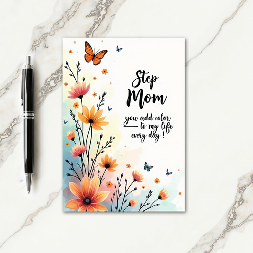 Vivid Butterfly Step Mom Card