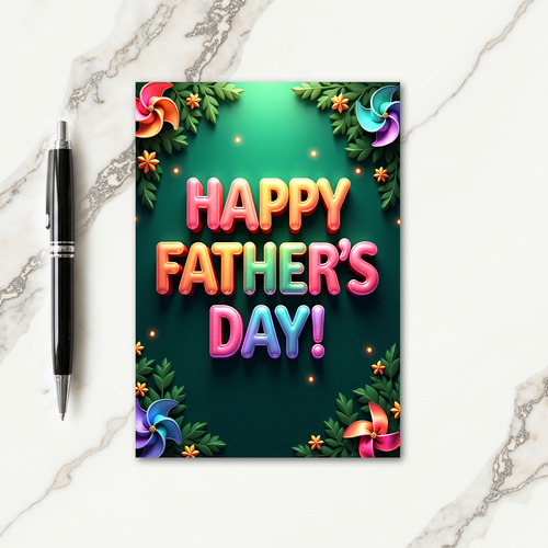 Vivid Teal Fathers Day Floral Card