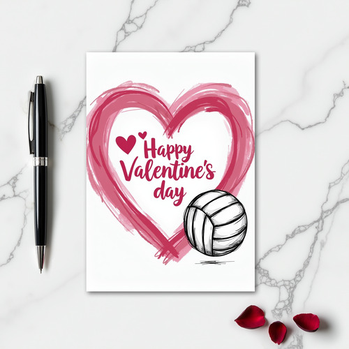 Volleyball Valentines Day Card