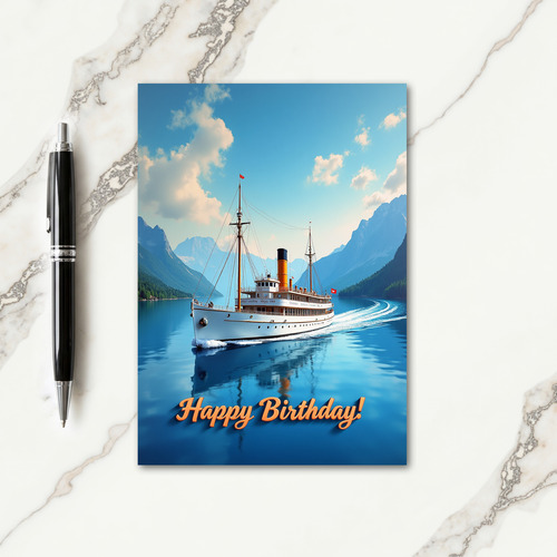 Voyage Birthday Lake Ship Card